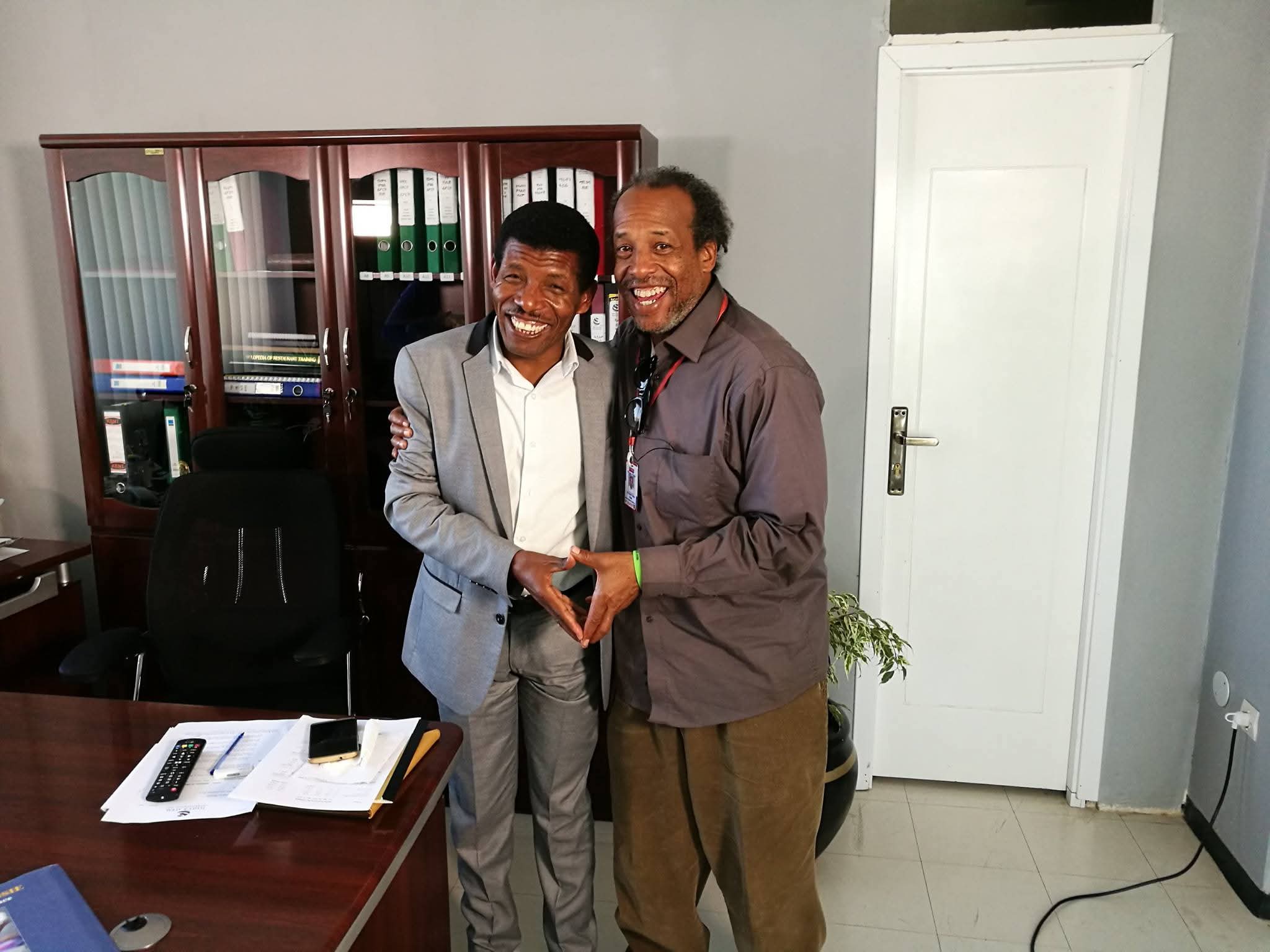 Haile Gebrselassie meeting an invited guest
